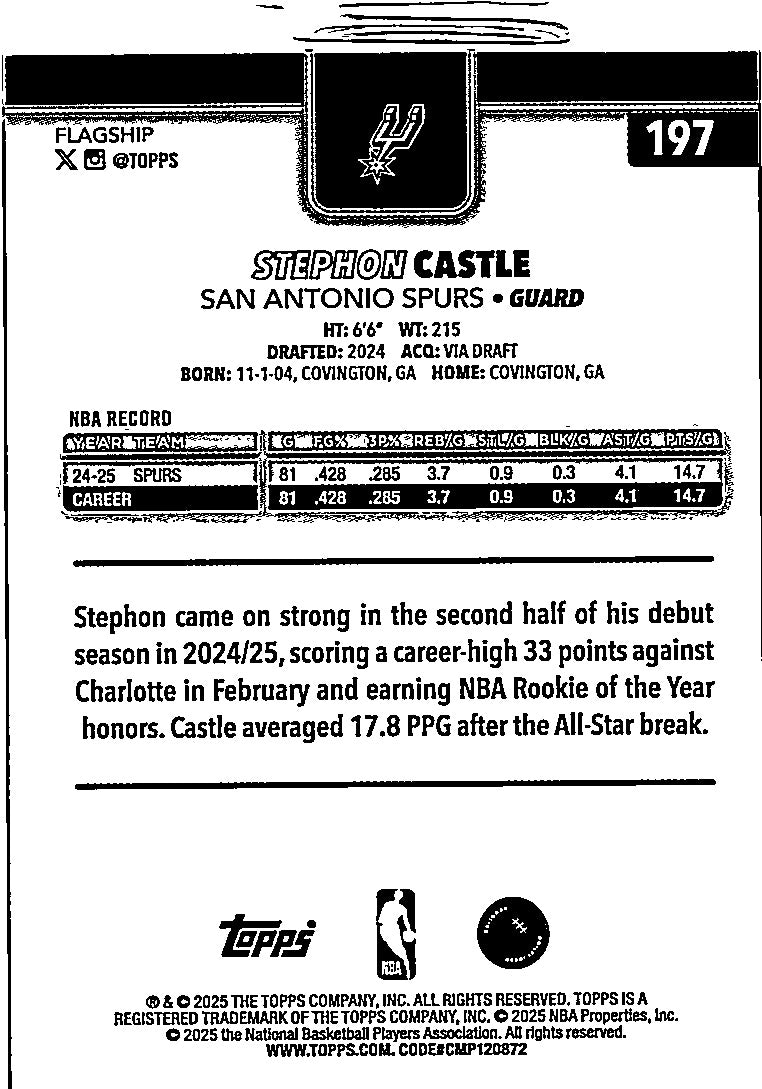 2025 Topps Stephon Castle #197
