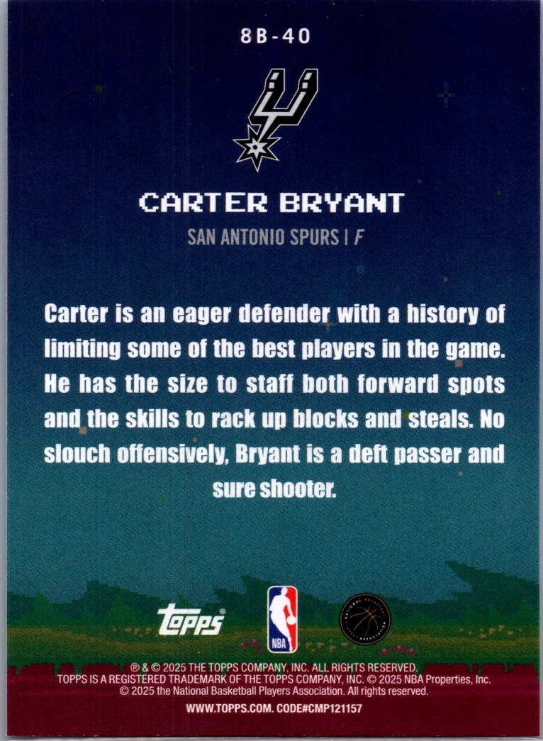 2025 Topps 8-Bit Ballers Carter Bryant #8B-40 RC