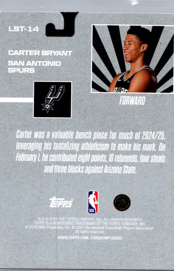 2025 Topps Limited Stock Legends Carter Bryant #LST-14 RC