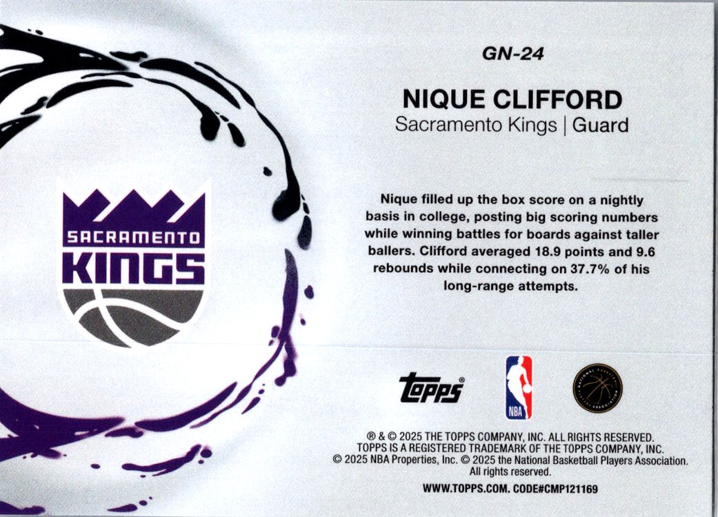 2025 Topps Generation Now Nique Clifford #GN-24 RC
