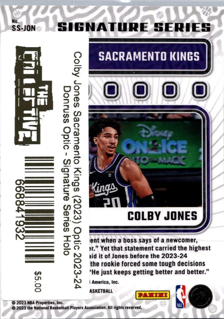 2023 Donruss Optic Signature Series Colby Jones #SS-JON Holo RC Auto
