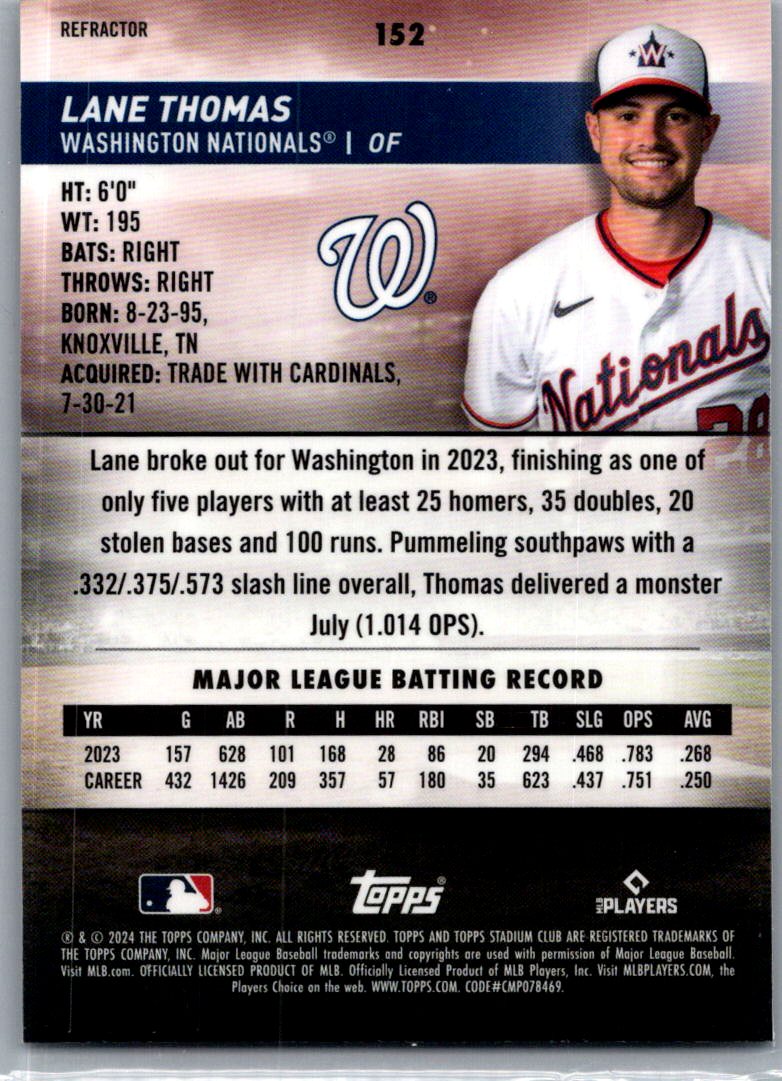2024 Topps Stadium Club Chrome Lane Thomas #152 Refractor