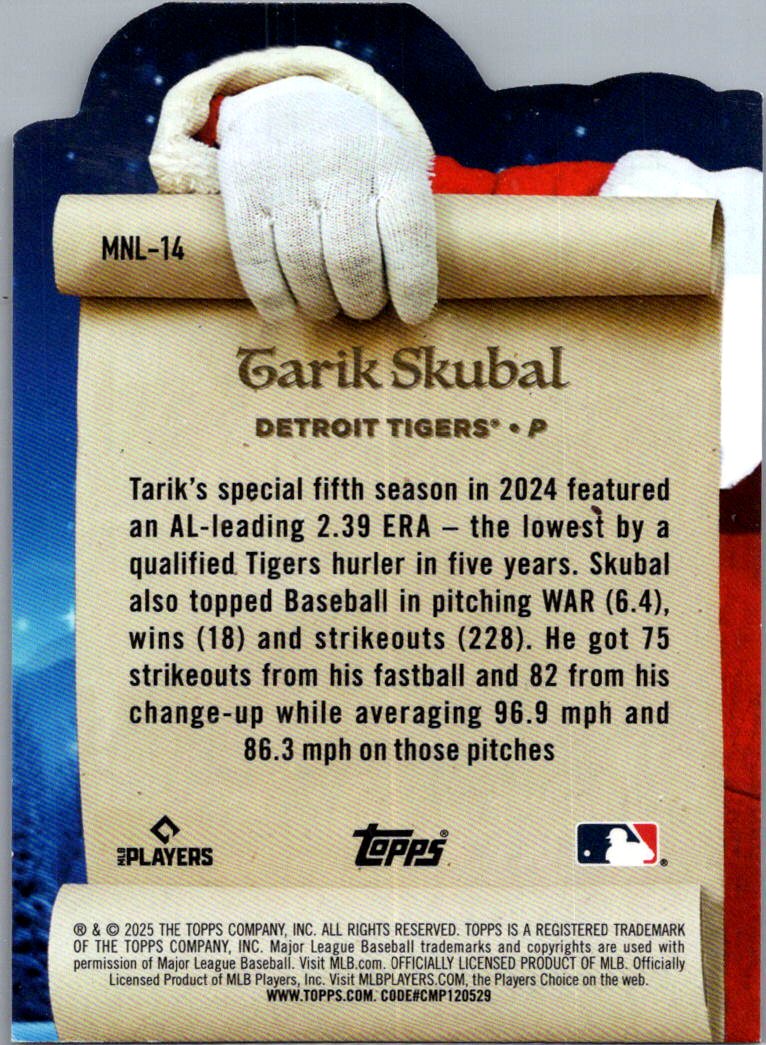 2025 Topps Holiday The Nice List Tarik Skubal #MNL-14