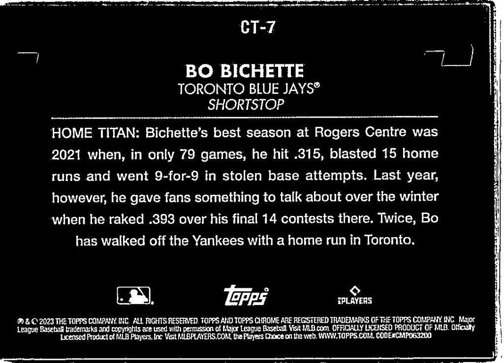 2023 Topps Chrome Titans Bo Bichette #CT-7