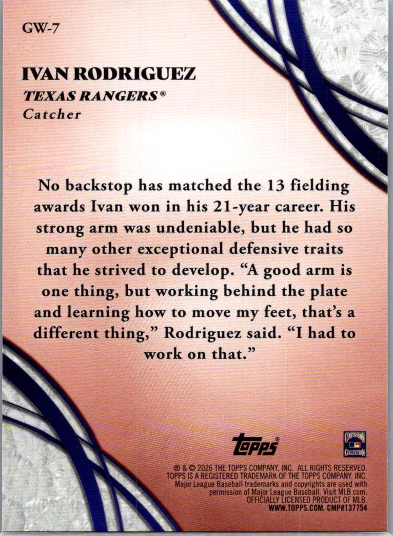 2026 Topps Glove Work Ivan Rodriguez #GW-7
