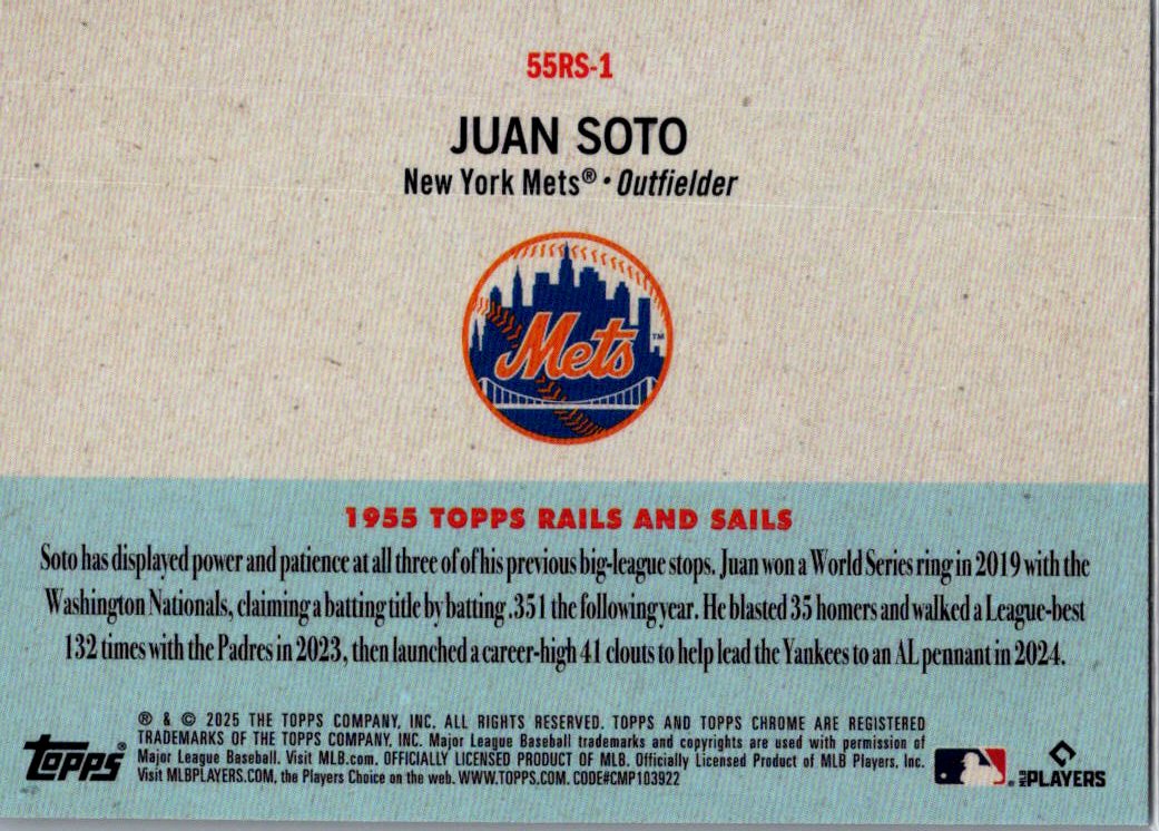 2025 Topps Chrome 1955 Topps Rails and Sails Juan Soto #55RS-1 Refractor