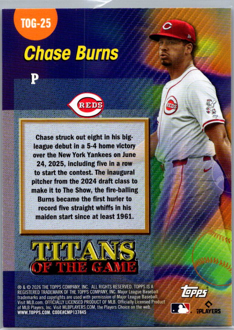 2026 Topps Titans of the Game Chase Burns #TOG-25 RC