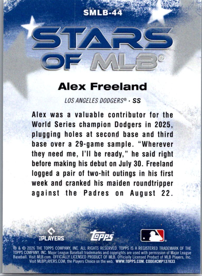 2026 Topps Stars of MLB Alex Freeland #SMLB-44 RC