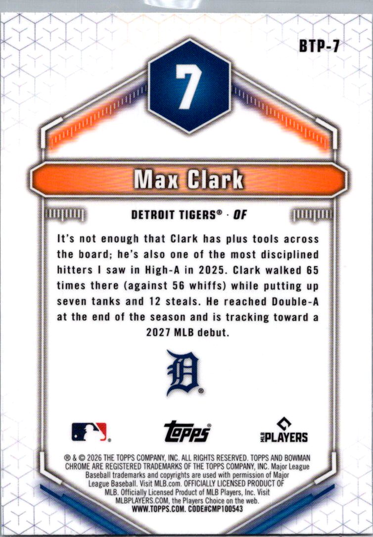 2026 Bowman Chrome Top 100 Max Clark #BTP-7