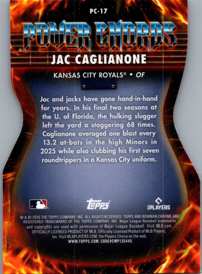 2026 Bowman Chrome Power Chords Jac Caglianone #PC-17 RC