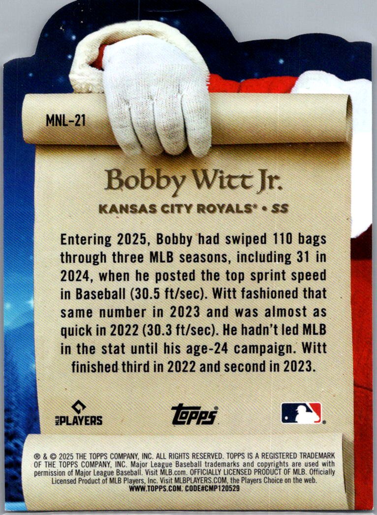 2025 Topps Holiday The Nice List Bobby Witt Jr. #MNL-21