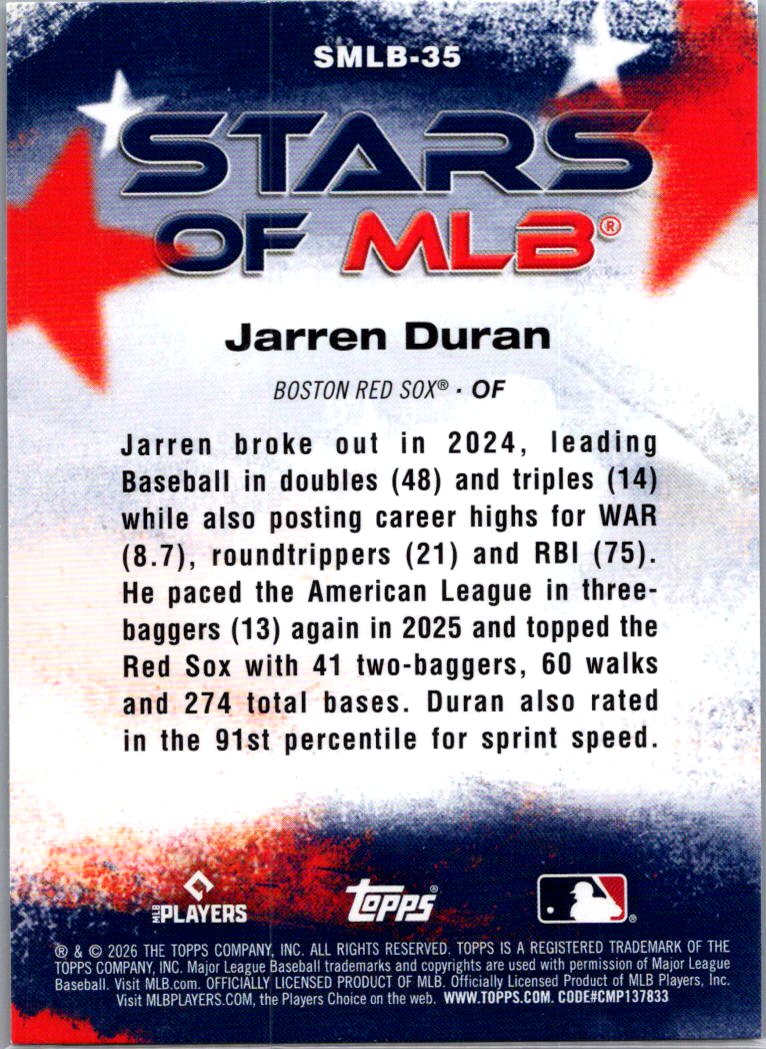 2026 Topps Stars of MLB Jarren Duran #SMLB-35