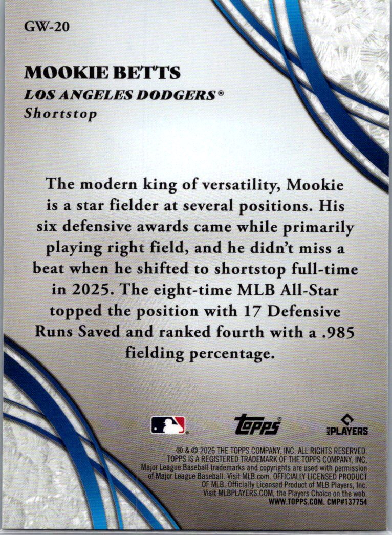 2026 Topps Glove Work Mookie Betts #GW-20