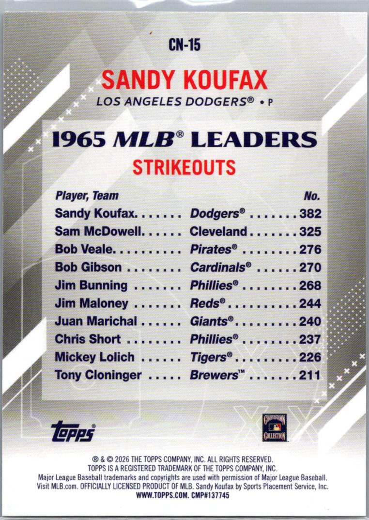 2026 Topps Sandy Koufax #CN-15