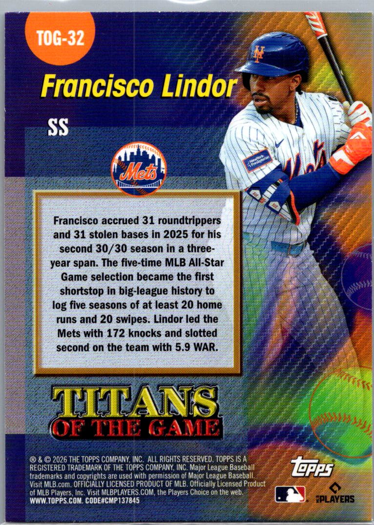2026 Topps Titans of the Game Francisco Lindor #TOG-32