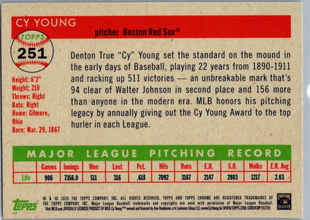2025 Topps Chrome Cy Young #251 Topps Logo /499