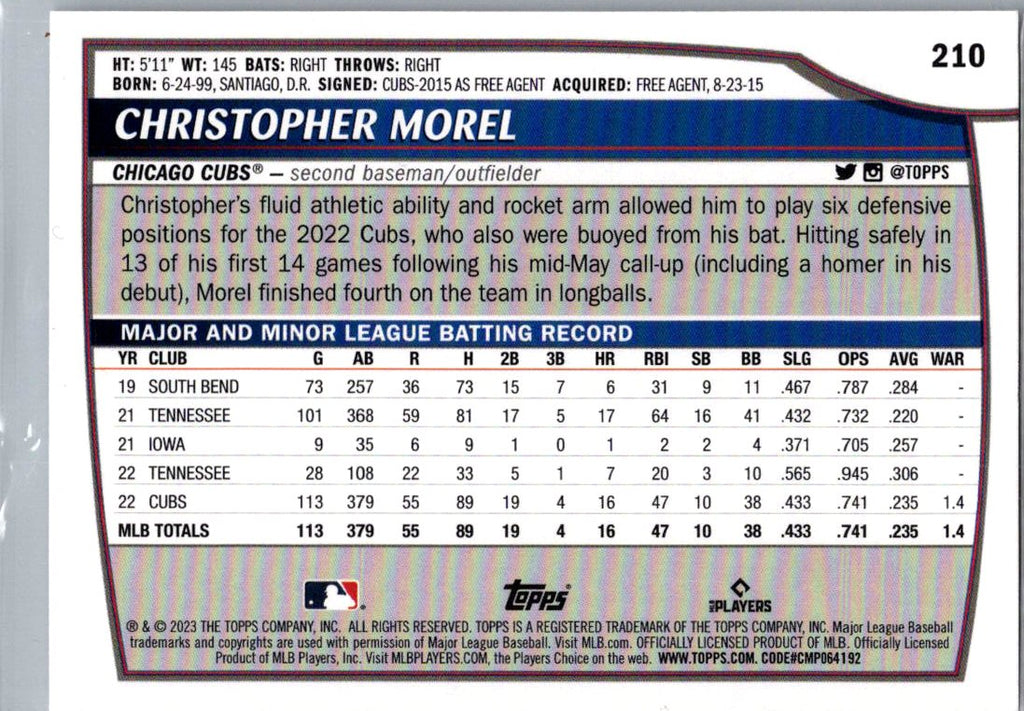 2023 Topps Big League Christopher Morel #210 Foil RC