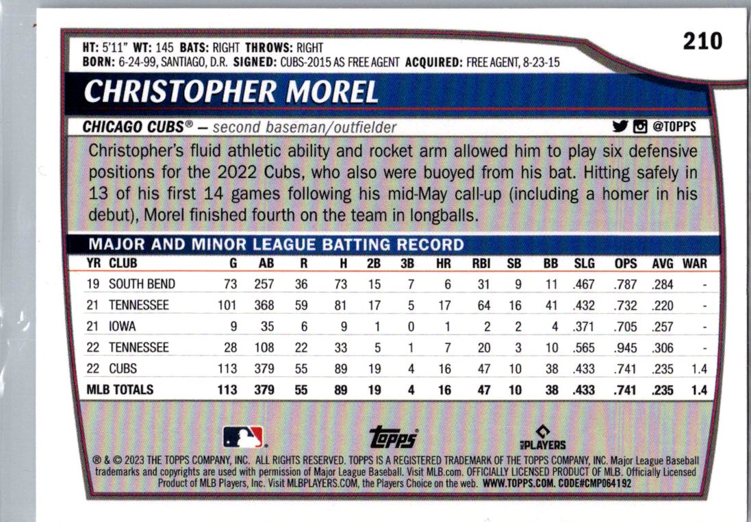 2023 Topps Big League Christopher Morel #210 Foil RC