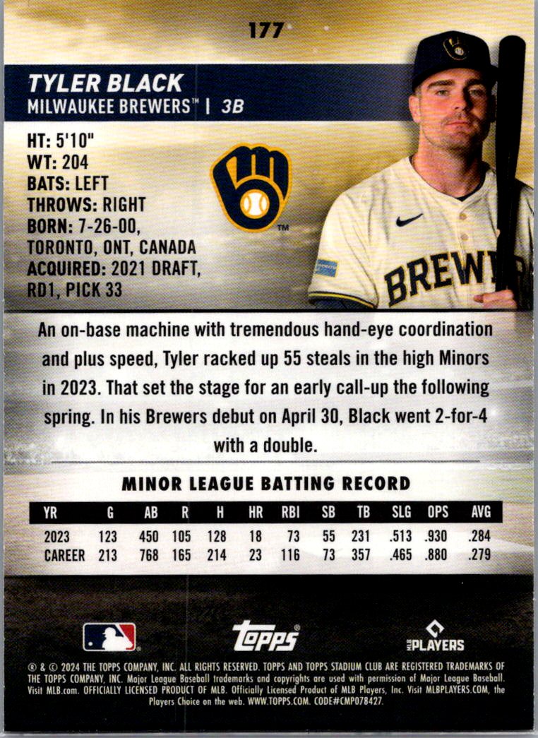 2024 Topps Stadium Club Tyler Black #177 Red RC
