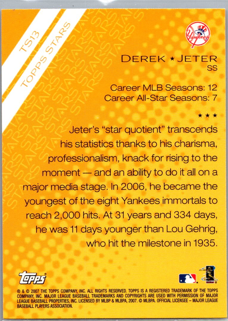 2007 Topps Stars Derek Jeter #TS13