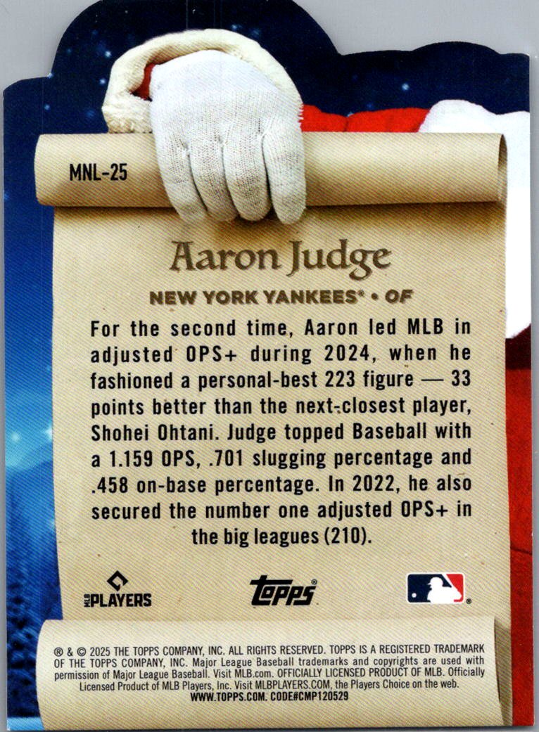 2025 Topps Holiday The Nice List Aaron Judge #MNL-25