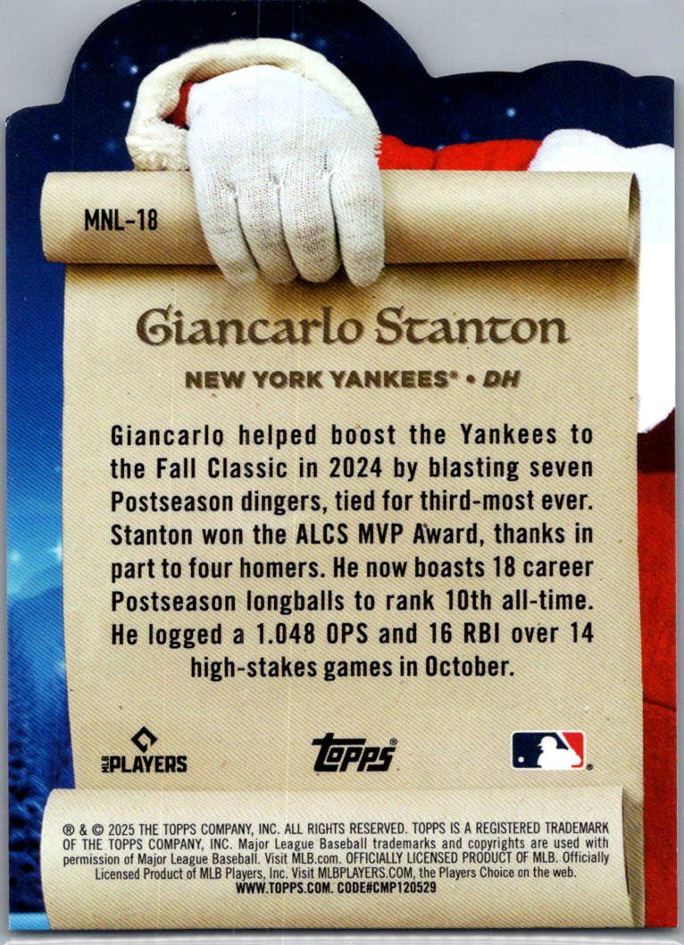 2025 Topps Holiday The Nice List Giancarlo Stanton #MNL-18
