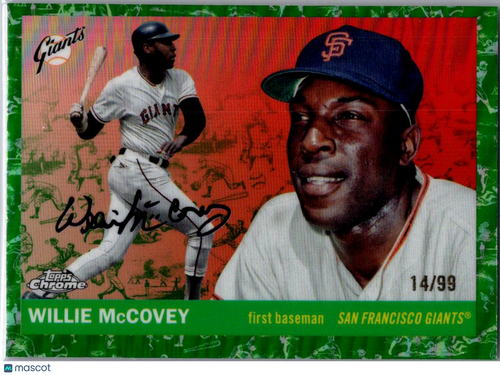 2025 Topps Chrome Willie McCovey #404 Green Vibrations /99