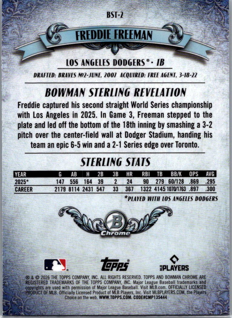 2026 Bowman Sterling Revelation Freddie Freeman #BST-2