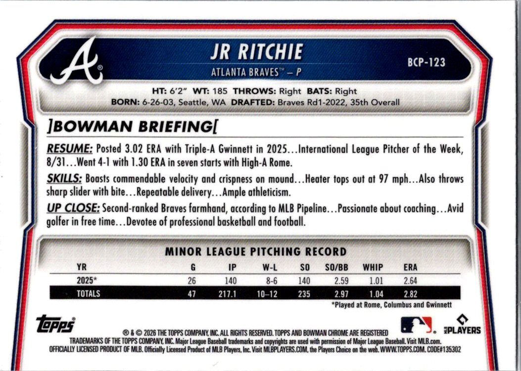 2026 Bowman Chrome JR Ritchie #BCP-123