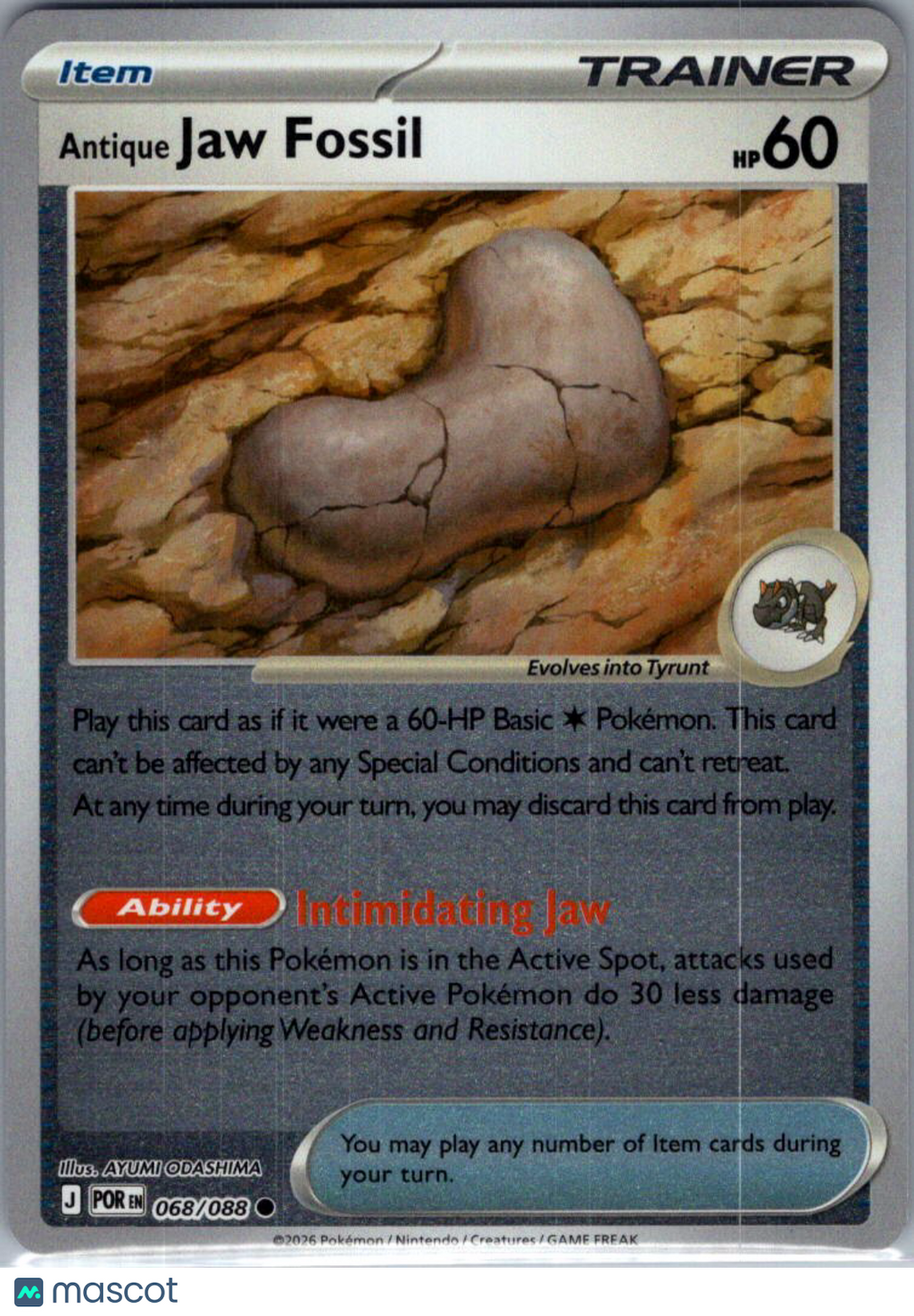 2026 Mega Evolution – Perfect Order Antique Jaw Fossil Reverse Holo #68/88