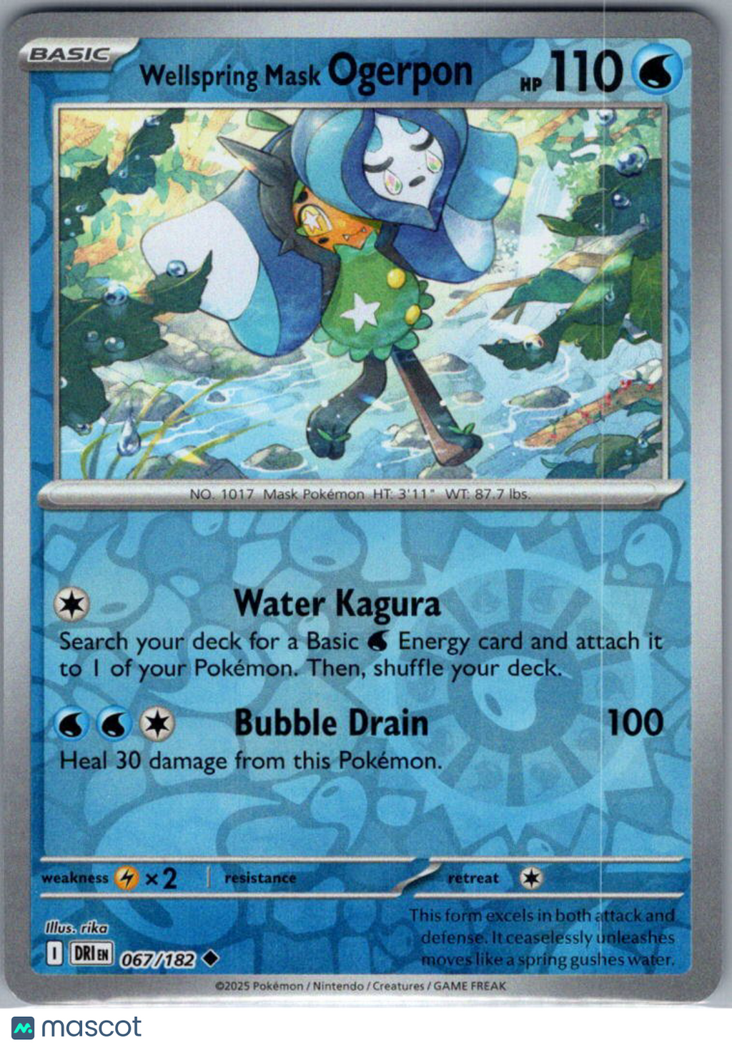 2025 Destined Rivals Wellspring Mask Ogerpon Reverse Holo Uncommon #67/182