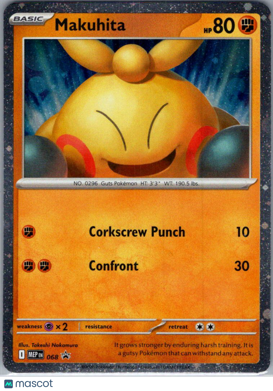 Mega Evolution Makuhita Cosmic Holo Black Star Promo #068
