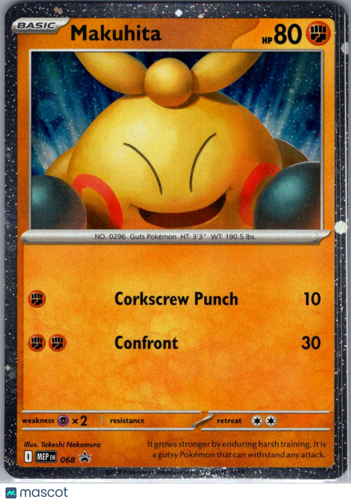Mega Evolution Makuhita Cosmic Holo Black Star Promo #068