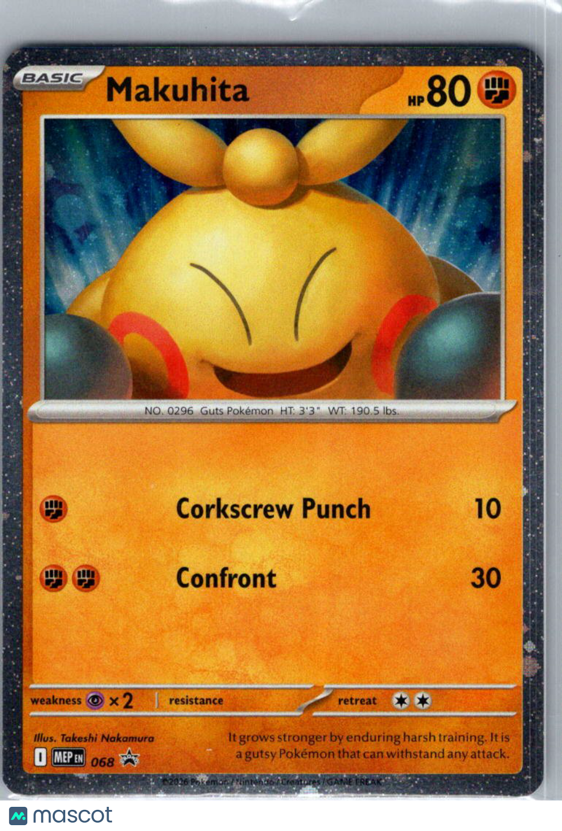 2025 Mega Evolution Makuhita Cosmic Holo Black Star Promo #068