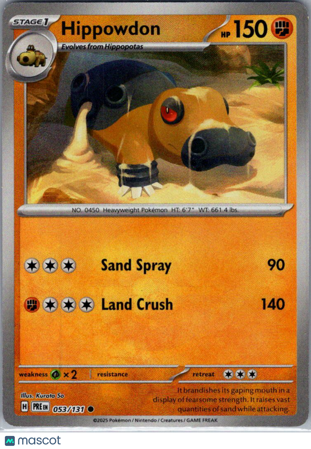 2025 Prismatic Evolutions Hippowdon Pokeball Holo #53/131