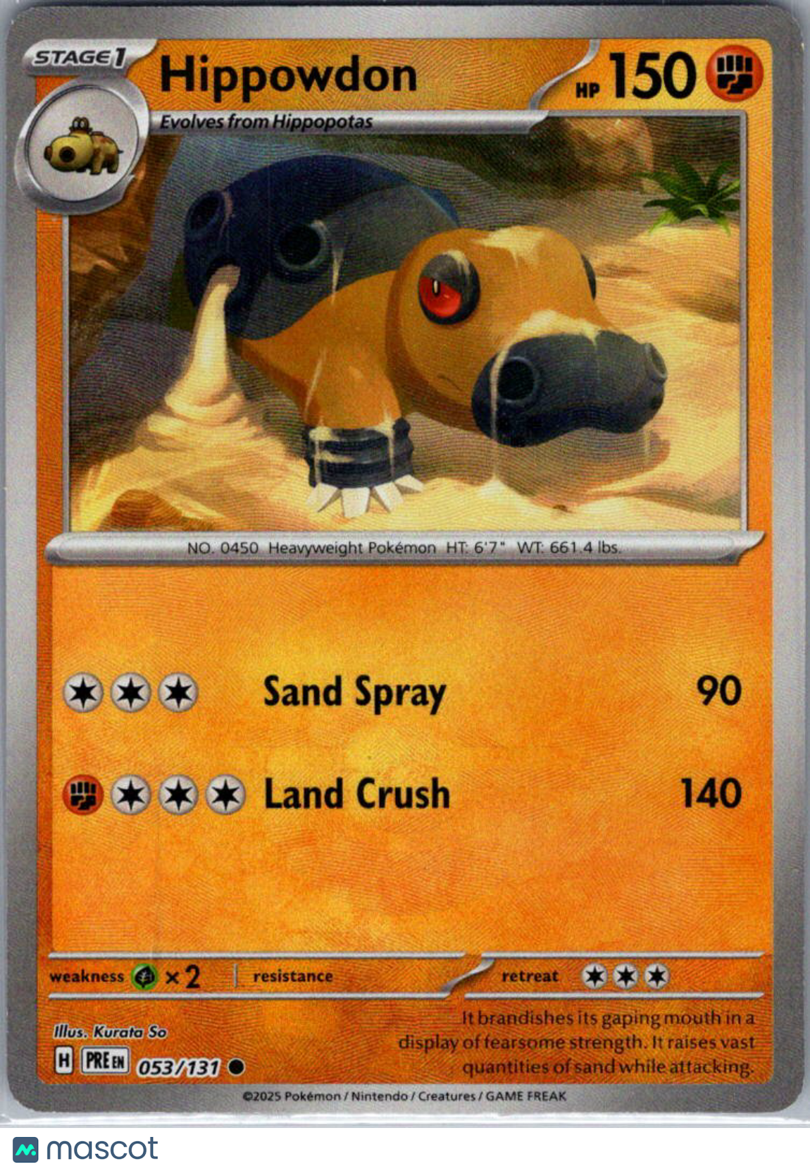 2025 Prismatic Evolutions Hippowdon Pokeball Holo #53/131