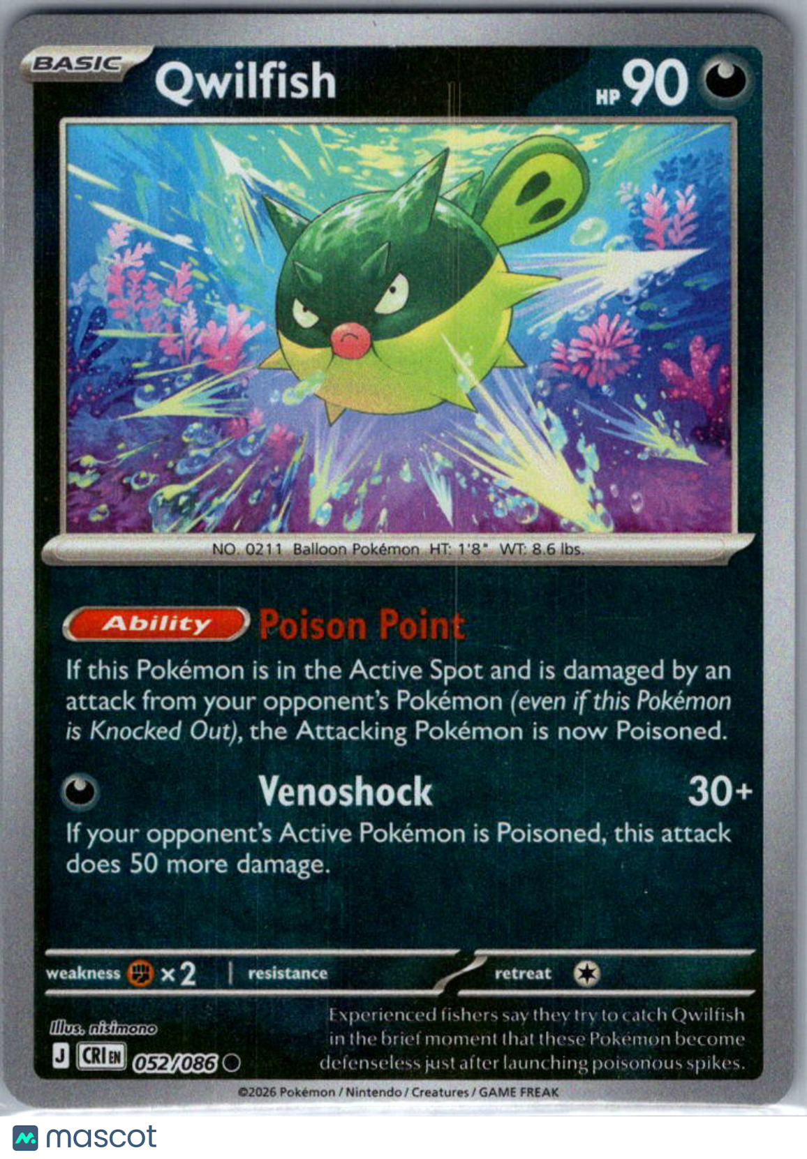 2026 Chaos Rising Qwilfish Reverse Holo #52/86
