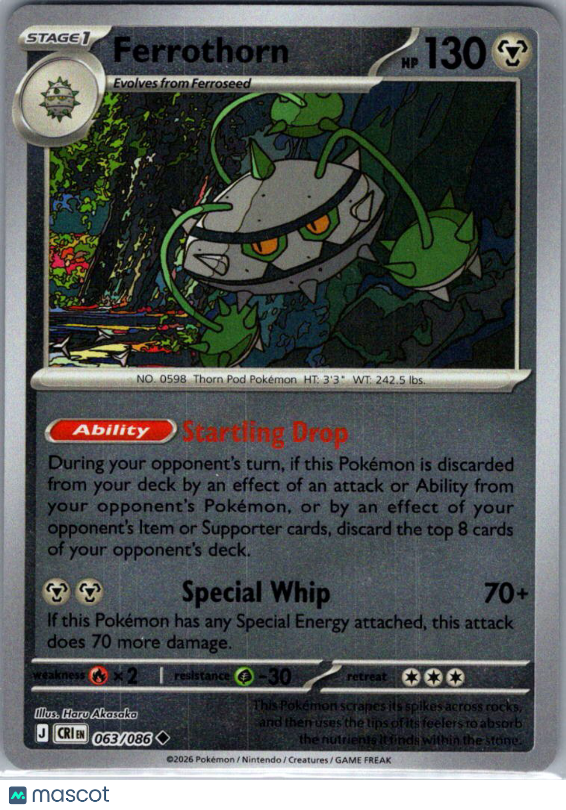 2026 Chaos Rising Ferrothorn Reverse Holo Uncommon #063/086