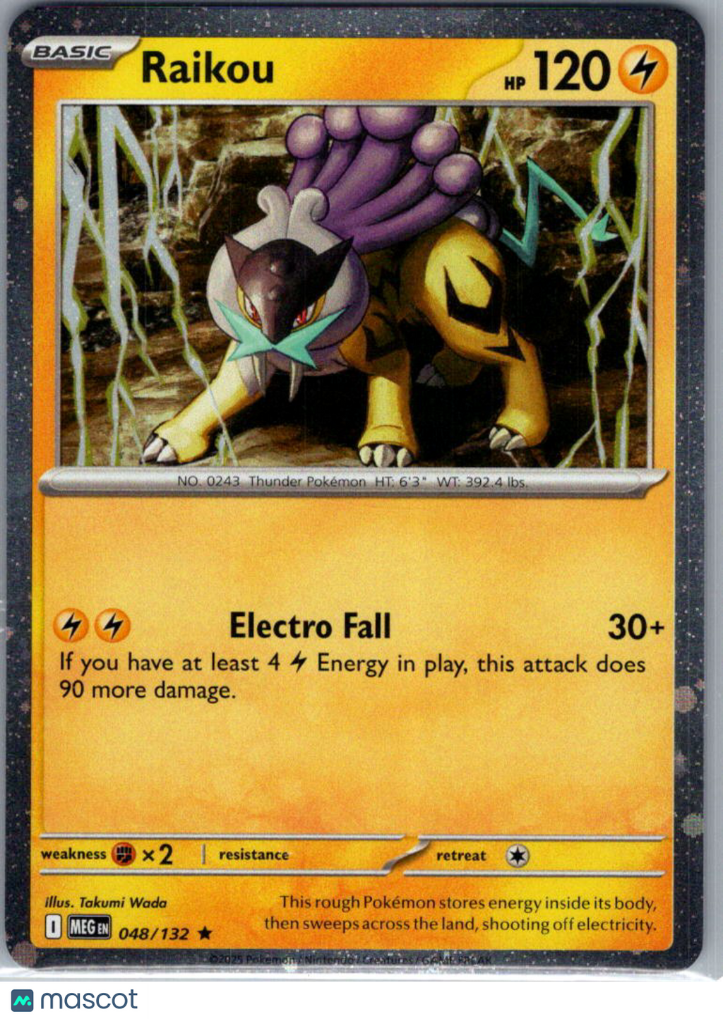 2025 Mega Evolution Raikou Cosmic Holo Rare #048/132
