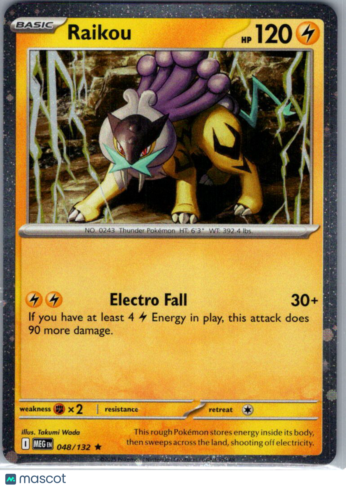 2025 Mega Evolution Raikou Cosmic Holo Rare #048/132