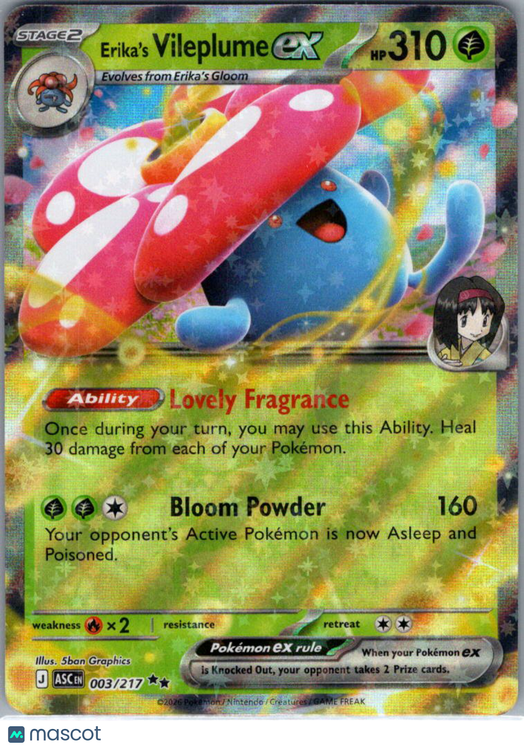 2026 Ascended Heroes Erika's Vileplume EX Cosmic Holo Double Rare RR #003/217