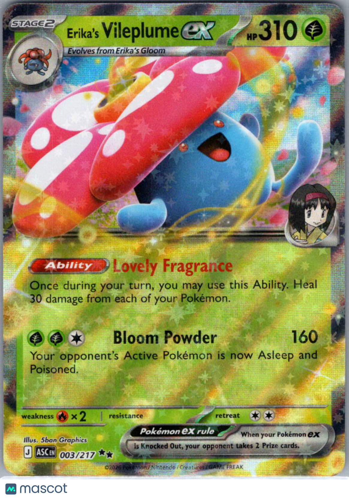 2026 Ascended Heroes Erika's Vileplume EX Cosmic Holo Double Rare RR #003/217
