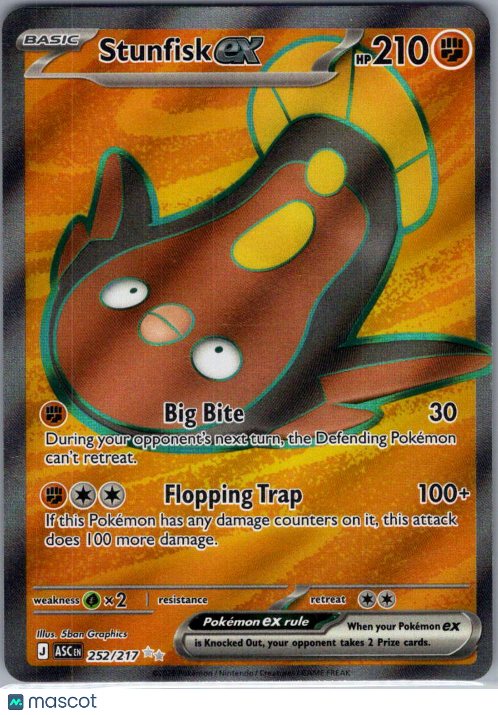 2026 Ascended Heroes Stunfisk EX Holo Secret Rare FA #252/217