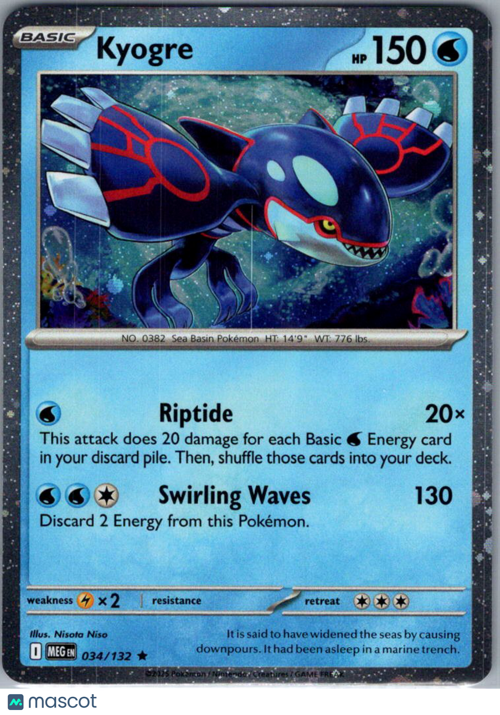 2025 Mega Evolution Kyogre Cosmic Holo Rare #034/132