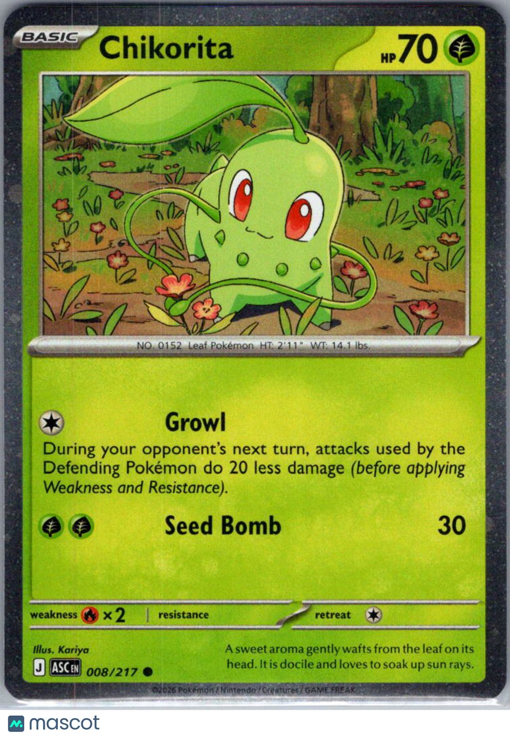 2026 Ascended Heroes Chikorita Cosmic Holo #008/217