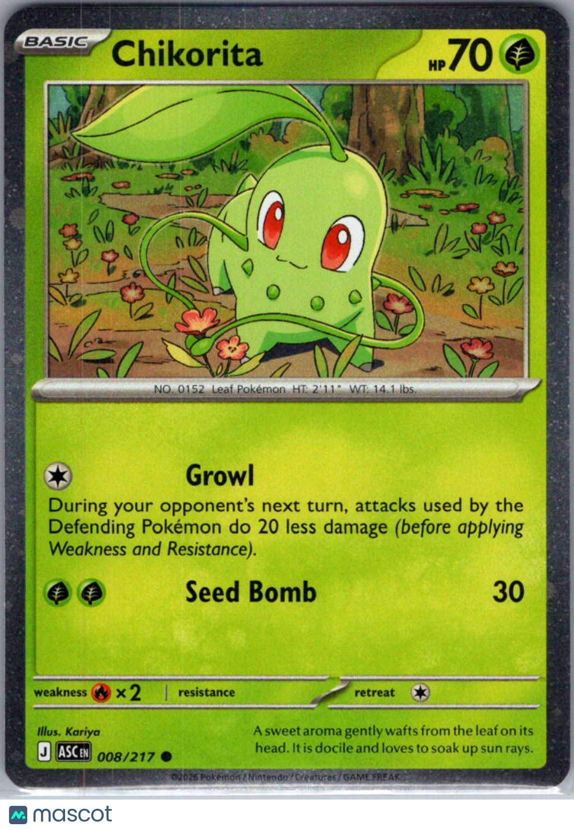 2026 Ascended Heroes Chikorita Cosmic Holo #008/217