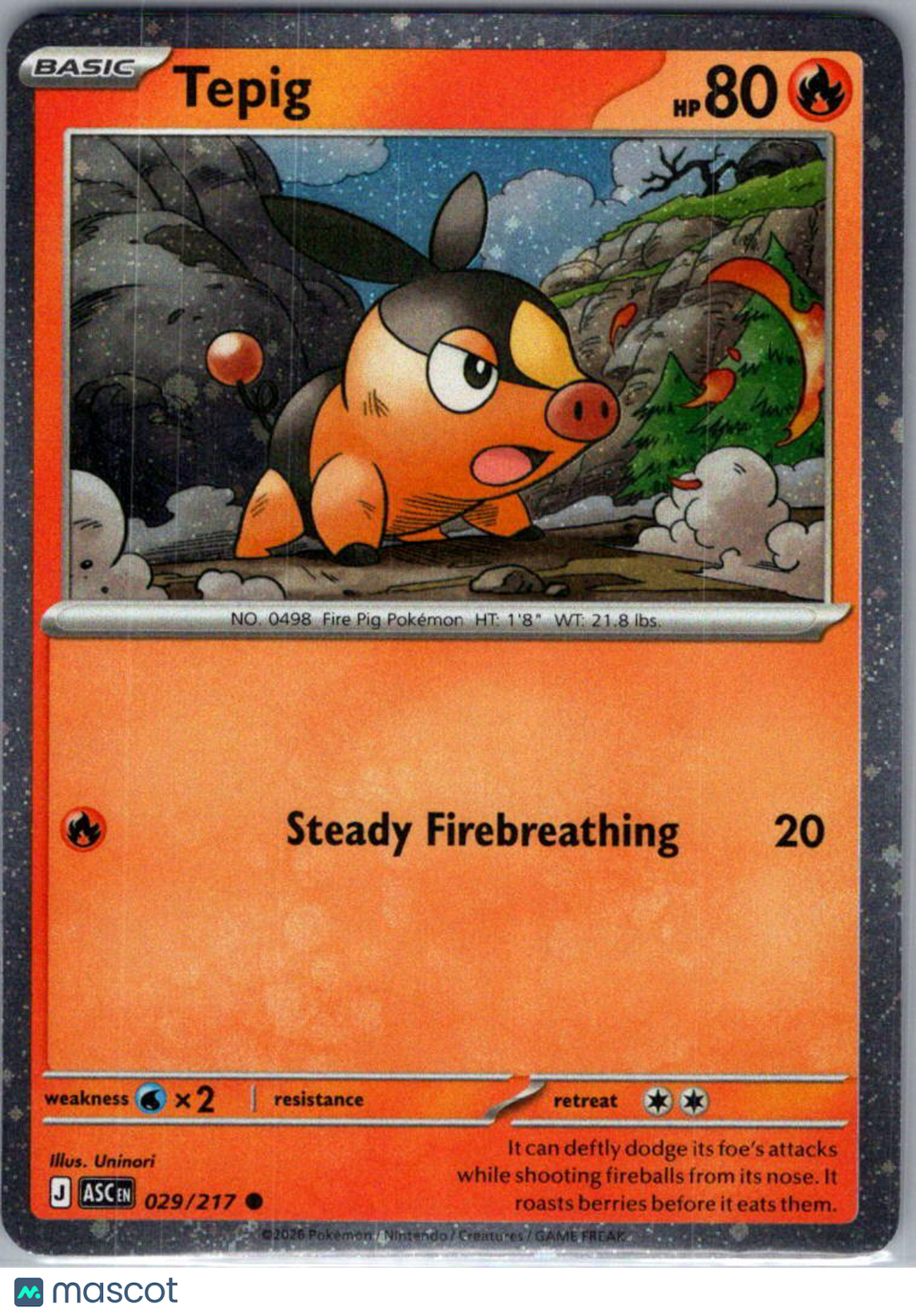 2026 Ascended Heroes Tepig Cosmic Holo #029/217