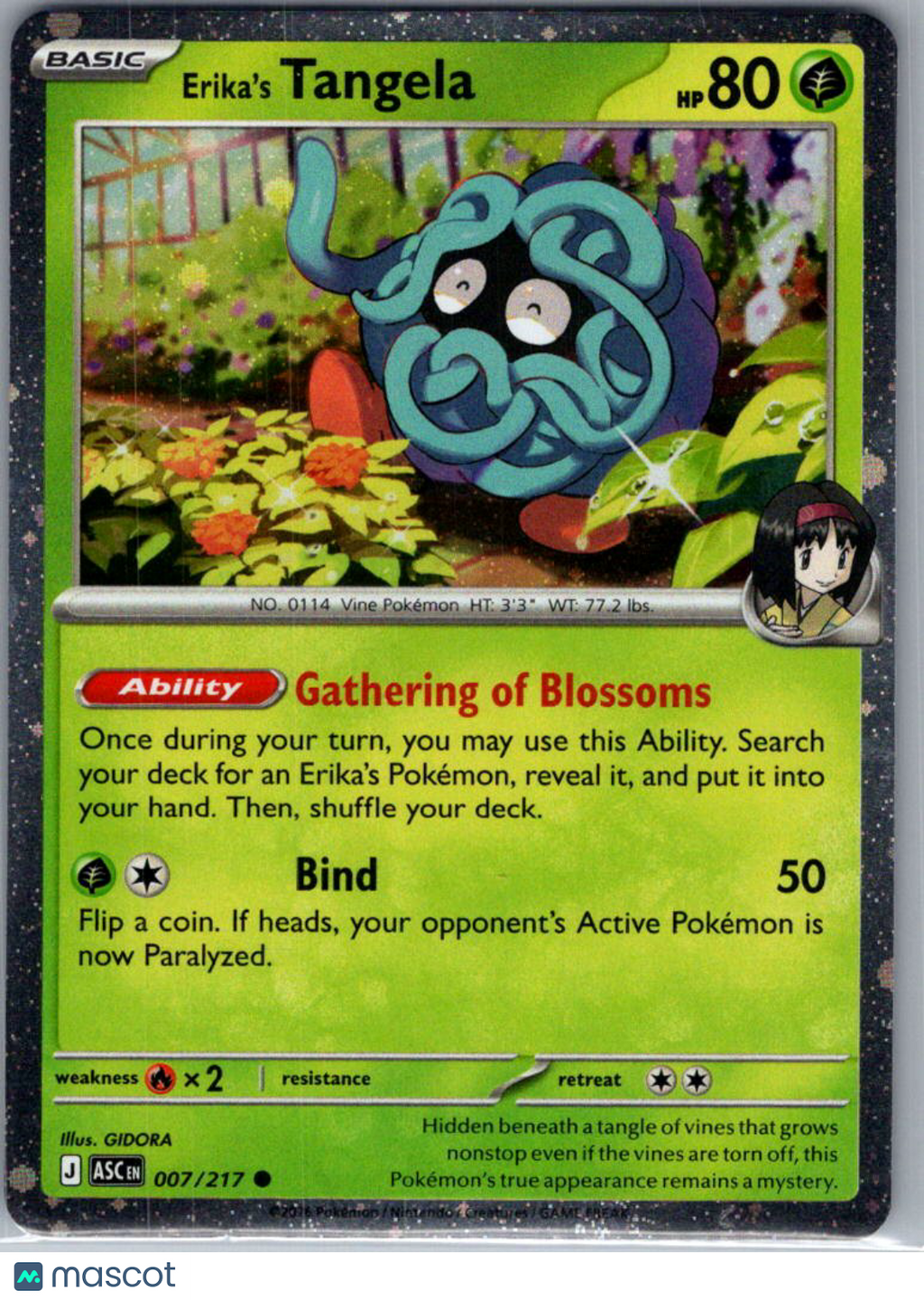 2026 Ascended Heroes Erika's Tangela Cosmic Holo #007/217
