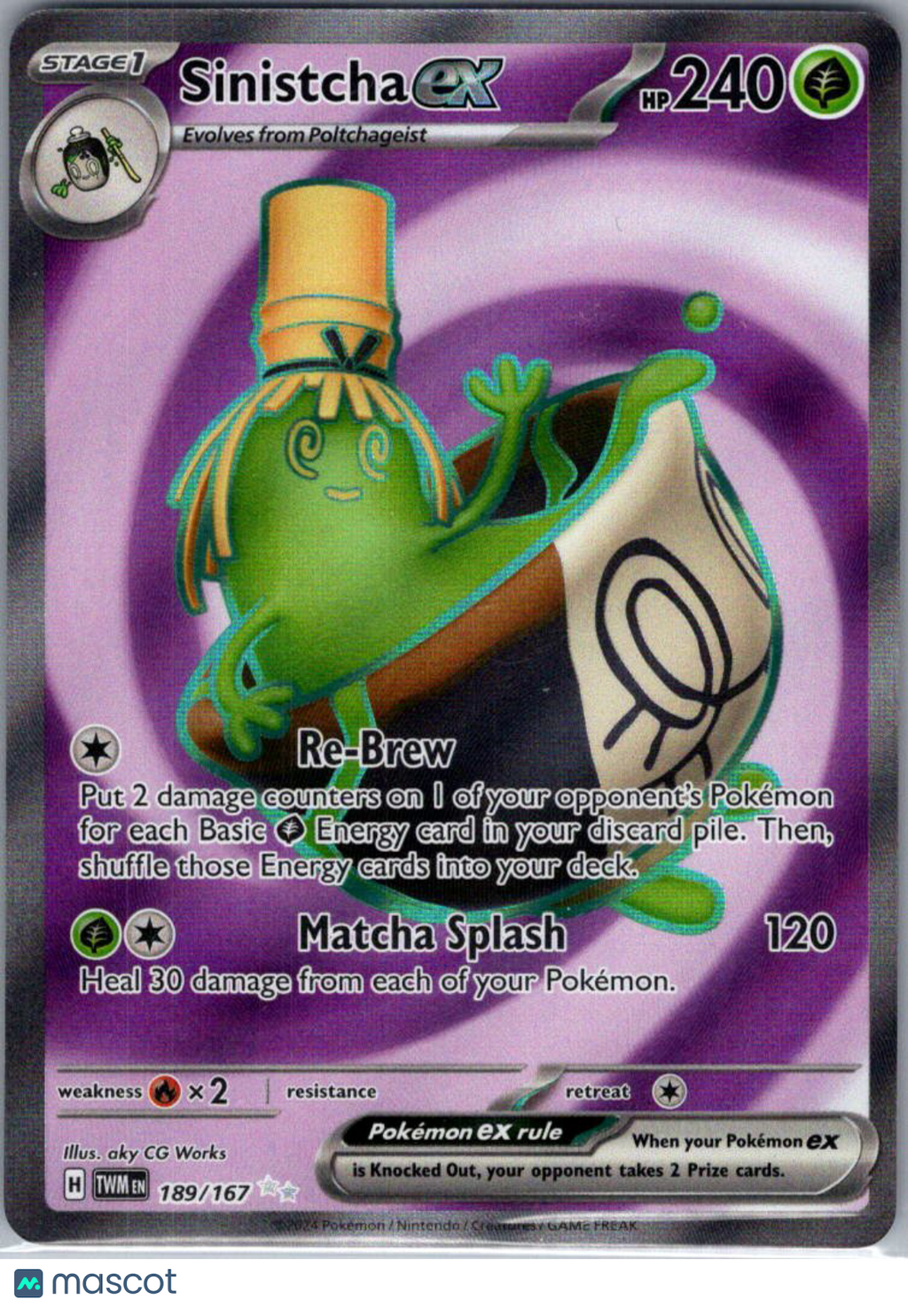 2024 Twilight Masquerade Sinistcha EX Secret Rare FA #189/167