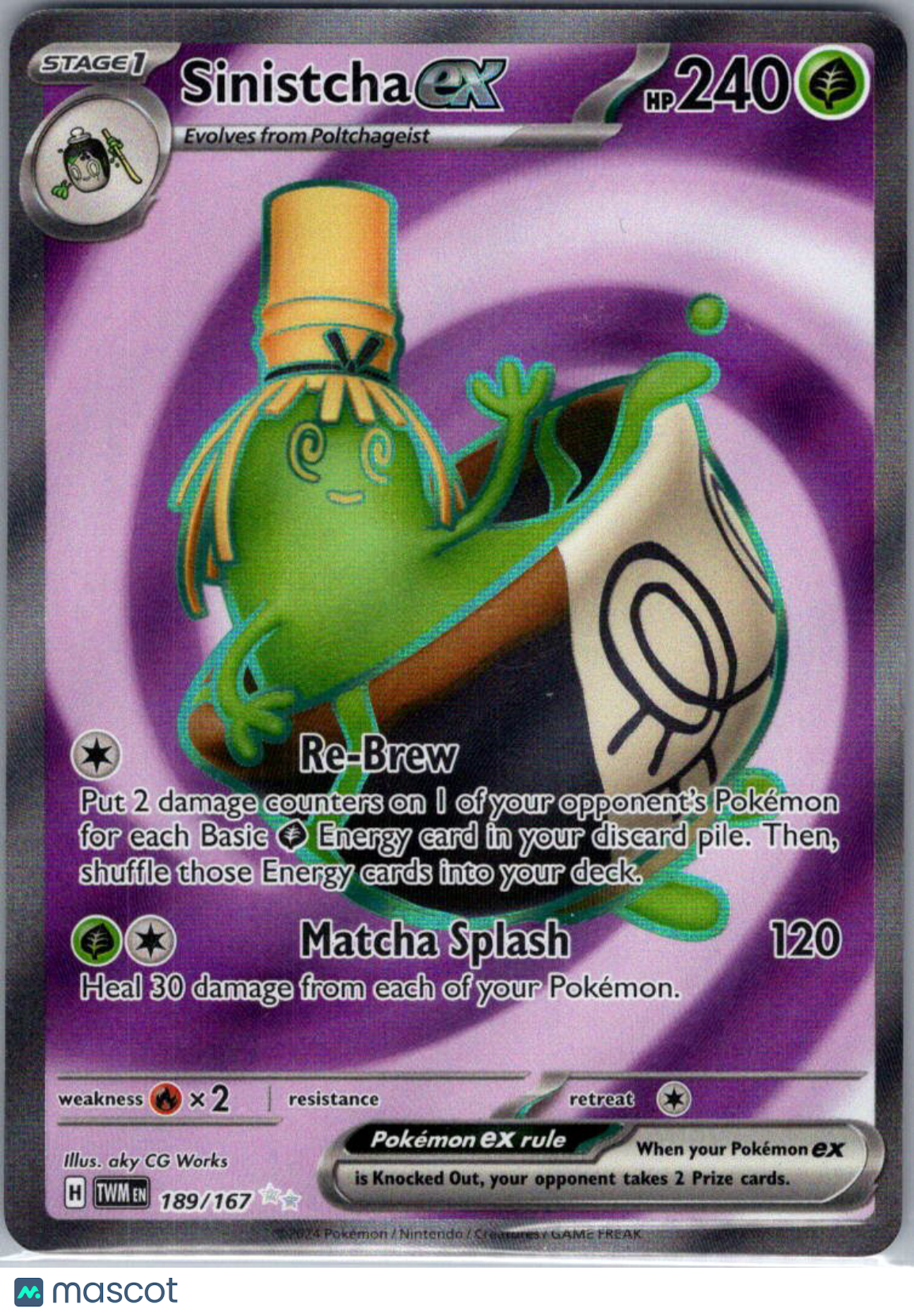 2024 Twilight Masquerade Sinistcha EX Secret Rare FA #189/167